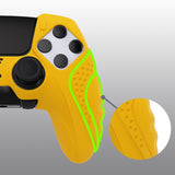 PlayVital Guardian Edition Anti-Slip Ergonomic Silicone Cover Case for ps5 Edge Controller, Soft Rubber Protector Skin for ps5 Edge Wireless Controller with Thumb Grip Caps - Caution Yellow - EHPFP012