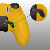 PlayVital Guardian Edition Anti-Slip Ergonomic Silicone Cover Case for ps5 Edge Controller, Soft Rubber Protector Skin for ps5 Edge Wireless Controller with Thumb Grip Caps - Caution Yellow - EHPFP012