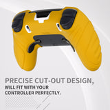 PlayVital Guardian Edition Anti-Slip Ergonomic Silicone Cover Case for ps5 Edge Controller, Soft Rubber Protector Skin for ps5 Edge Wireless Controller with Thumb Grip Caps - Caution Yellow - EHPFP012