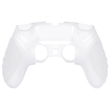 PlayVital Guardian Edition Anti-Slip Ergonomic Silicone Cover Case for ps5 Edge Controller, Soft Rubber Protector Skin for ps5 Edge Wireless Controller with Thumb Grip Caps - Clear White - EHPFP003