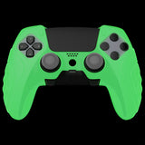 PlayVital Guardian Edition Anti-Slip Ergonomic Silicone Cover Case for ps5 Edge Controller, Soft Rubber Protector Skin for ps5 Edge Wireless Controller with Thumb Grip Caps - Glow in Dark - Green - EHPFP006