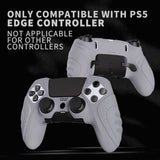 PlayVital Guardian Edition Anti-Slip Ergonomic Silicone Cover Case for ps5 Edge Controller, Soft Rubber Protector Skin for ps5 Edge Wireless Controller with Thumb Grip Caps - Metallic Gray - EHPFP011