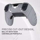 PlayVital Guardian Edition Anti-Slip Ergonomic Silicone Cover Case for ps5 Edge Controller, Soft Rubber Protector Skin for ps5 Edge Wireless Controller with Thumb Grip Caps - Metallic Gray - EHPFP011