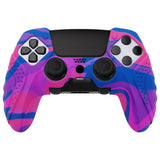 PlayVital Guardian Edition Anti-Slip Ergonomic Silicone Cover Case for ps5 Edge Controller, Soft Rubber Protector Skin for ps5 Edge Wireless Controller with Thumb Grip Caps - Pink & Purple & Blue - EHPFP013