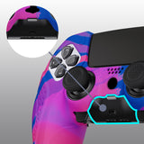 PlayVital Guardian Edition Anti-Slip Ergonomic Silicone Cover Case for ps5 Edge Controller, Soft Rubber Protector Skin for ps5 Edge Wireless Controller with Thumb Grip Caps - Pink & Purple & Blue - EHPFP013