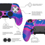 PlayVital Guardian Edition Anti-Slip Ergonomic Silicone Cover Case for ps5 Edge Controller, Soft Rubber Protector Skin for ps5 Edge Wireless Controller with Thumb Grip Caps - Pink & Purple & Blue - EHPFP013