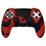 PlayVital Guardian Edition Anti-Slip Ergonomic Silicone Cover Case for ps5 Edge Controller, Soft Rubber Protector Skin for ps5 Edge Wireless Controller with Thumb Grip Caps - Red & Black - EHPFP007