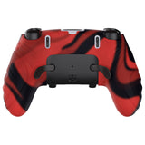 PlayVital Guardian Edition Anti-Slip Ergonomic Silicone Cover Case for ps5 Edge Controller, Soft Rubber Protector Skin for ps5 Edge Wireless Controller with Thumb Grip Caps - Red & Black - EHPFP007