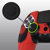 PlayVital Guardian Edition Anti-Slip Ergonomic Silicone Cover Case for ps5 Edge Controller, Soft Rubber Protector Skin for ps5 Edge Wireless Controller with Thumb Grip Caps - Red & Black - EHPFP007