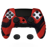 PlayVital Guardian Edition Anti-Slip Ergonomic Silicone Cover Case for ps5 Edge Controller, Soft Rubber Protector Skin for ps5 Edge Wireless Controller with Thumb Grip Caps - Red & Black - EHPFP007