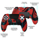 PlayVital Guardian Edition Anti-Slip Ergonomic Silicone Cover Case for ps5 Edge Controller, Soft Rubber Protector Skin for ps5 Edge Wireless Controller with Thumb Grip Caps - Red & Black - EHPFP007