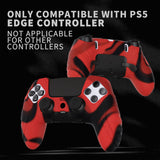 PlayVital Guardian Edition Anti-Slip Ergonomic Silicone Cover Case for ps5 Edge Controller, Soft Rubber Protector Skin for ps5 Edge Wireless Controller with Thumb Grip Caps - Red & Black - EHPFP007