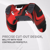 PlayVital Guardian Edition Anti-Slip Ergonomic Silicone Cover Case for ps5 Edge Controller, Soft Rubber Protector Skin for ps5 Edge Wireless Controller with Thumb Grip Caps - Red & Black - EHPFP007