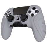 PlayVital Guardian Edition Anti-Slip Ergonomic Silicone Cover Case for ps5 Edge Controller, Soft Rubber Protector Skin for ps5 Edge Wireless Controller with Thumb Grip Caps - Metallic Gray - EHPFP011