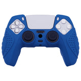 PlayVital Guardian Edition Blue Ergonomic Soft Anti-slip Controller Silicone Case Cover, Rubber Protector Skins with Black Joystick Caps for PS5 Controller - YHPF008