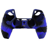 PlayVital Guardian Edition Black Ergonomic Soft Anti-Slip Controller Silicone Case Cover for ps5, Rubber Protector Skins with Black Joystick Caps for ps5 Controller - Blue & Black - YHPF021