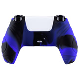 PlayVital Guardian Edition Black Ergonomic Soft Anti-Slip Controller Silicone Case Cover for ps5, Rubber Protector Skins with Black Joystick Caps for ps5 Controller - Blue & Black - YHPF021