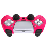 PlayVital Guardian Edition Bright Pink Ergonomic Soft Anti-slip Controller Silicone Case Cover, Rubber Protector Skins with Black Joystick Caps for PS5 Controller - YHPF023