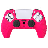 PlayVital Guardian Edition Bright Pink Ergonomic Soft Anti-slip Controller Silicone Case Cover, Rubber Protector Skins with Black Joystick Caps for PS5 Controller - YHPF023