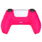 PlayVital Guardian Edition Bright Pink Ergonomic Soft Anti-slip Controller Silicone Case Cover, Rubber Protector Skins with Black Joystick Caps for PS5 Controller - YHPF023