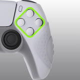 PlayVital Guardian Edition Clear White Ergonomic Soft Anti-slip Controller Silicone Case Cover, Rubber Protector Skins with Clear White Joystick Caps for PS5 Controller - YHPF013