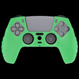 PlayVital Glow in Dark - Green Ergonomic Soft Anti-slip Controller Silicone Case Cover, Rubber Protector Skins with Black Joystick Caps for PS5 Controller - YHPF024