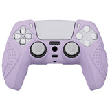 PlayVital Guardian Edition Mauve Purple Ergonomic Soft Anti-slip Controller Silicone Case Cover, Rubber Protector Skins with White Joystick Caps for PS5 Controller - YHPF009