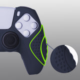 PlayVital Guardian Edition Midnight Blue Ergonomic Soft Anti-slip Controller Silicone Case Cover, Rubber Protector Skins with Black Joystick Caps for PS5 Controller - YHPF003