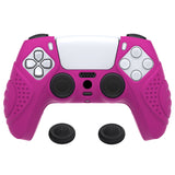 PlayVital Guardian Edition Neon Purple Ergonomic Soft Anti-slip Controller Silicone Case Cover, Rubber Protector Skins with Black Joystick Caps for PS5 Controller - YHPF026