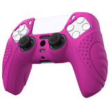 PlayVital Guardian Edition Neon Purple Ergonomic Soft Anti-slip Controller Silicone Case Cover, Rubber Protector Skins with Black Joystick Caps for PS5 Controller - YHPF026