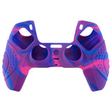PlayVital Guardian Edition Ergonomic Soft Anti-Slip Controller Silicone Case Cover for ps5, Rubber Protector Skins with Black Joystick Caps for ps5 Controller - Pink & Purple & Blue - YHPF019