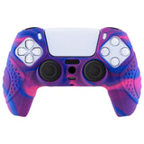 PlayVital Guardian Edition Ergonomic Soft Anti-Slip Controller Silicone Case Cover for ps5, Rubber Protector Skins with Black Joystick Caps for ps5 Controller - Pink & Purple & Blue - YHPF019