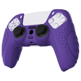 PlayVital Guardian Edition Purple Ergonomic Soft Anti-slip Controller Silicone Case Cover, Rubber Protector Skins with Black Joystick Caps for PS5 Controller - YHPF007