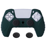 PlayVital Guardian Edition Racing Green Ergonomic Soft Anti-slip Controller Silicone Case Cover, Rubber Protector Skins with Black Joystick Caps for PS5 Controller - YHPF004