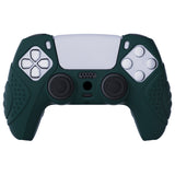PlayVital Guardian Edition Racing Green Ergonomic Soft Anti-slip Controller Silicone Case Cover, Rubber Protector Skins with Black Joystick Caps for PS5 Controller - YHPF004