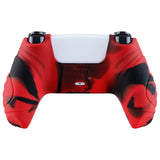 PlayVital Guardian Edition Ergonomic Soft Anti-Slip Controller Silicone Case Cover for ps5, Rubber Protector Skins with Black Joystick Caps for ps5 Controller - Red & Black - YHPF020