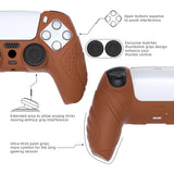 PlayVital Guardian Edition Signal Brown Ergonomic Soft Anti-slip Controller Silicone Case Cover, Rubber Protector Skins with Black Joystick Caps for PS5 Controller - YHPF025