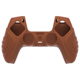 PlayVital Guardian Edition Signal Brown Ergonomic Soft Anti-slip Controller Silicone Case Cover, Rubber Protector Skins with Black Joystick Caps for PS5 Controller - YHPF025
