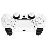 PlayVital Guardian Edition White Ergonomic Soft Anti-slip Controller Silicone Case Cover, Rubber Protector Skins with White Joystick Caps for PS5 Controller - YHPF002