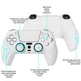 PlayVital Guardian Edition White Ergonomic Soft Anti-slip Controller Silicone Case Cover, Rubber Protector Skins with White Joystick Caps for PS5 Controller - YHPF002