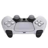 PlayVital Guardian Edition Clear White Ergonomic Soft Controller Silicone Case Grips for PS5, Rubber Protector Skins with Thumbstick Caps for PS5 Controller – Compatible with Charging Station - YHPF018