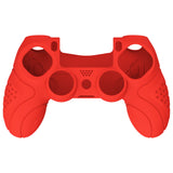 PlayVital Guardian Edition Passion Red Ergonomic Soft Anti-Slip Controller Silicone Case Cover for PS4, Rubber Protector Skins with black Joystick Caps for PS4 Slim PS4 Pro Controller - P4CC0067