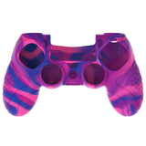 PlayVital Guardian Edition Pink & Purple & Blue Ergonomic Soft Anti-Slip Controller Silicone Case Cover for PS4, Rubber Protector Skins with black Joystick Caps for PS4 Slim PS4 Pro Controller - P4CC0073