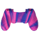 PlayVital Guardian Edition Pink & Purple & Blue Ergonomic Soft Anti-Slip Controller Silicone Case Cover for PS4, Rubber Protector Skins with black Joystick Caps for PS4 Slim PS4 Pro Controller - P4CC0073