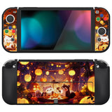 PlayVital ZealProtect Soft Protective Case for Switch OLED, Flexible Protector Joycon Grip Cover for Switch OLED with Thumb Grip Caps & ABXY Direction Button Caps - Halloween Pumpkin Fest - XSOYV6043