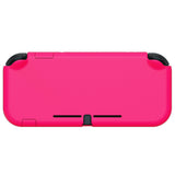 PlayVital Customized Protective Grip Case for NS Switch Lite, Bright Pink Hard Cover Protector for NS Switch Lite - 1 x Black Border Tempered Glass Screen Protector Included - YYNLP008