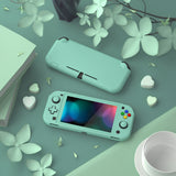 PlayVital Customized Protective Grip Case for NS Switch Lite, Misty Green Hard Cover Protector for NS Switch Lite - 1 x Black Border Tempered Glass Screen Protector Included - YYNLP011