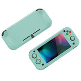 PlayVital Customized Protective Grip Case for NS Switch Lite, Misty Green Hard Cover Protector for NS Switch Lite - 1 x Black Border Tempered Glass Screen Protector Included - YYNLP011