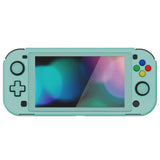 PlayVital Customized Protective Grip Case for NS Switch Lite, Misty Green Hard Cover Protector for NS Switch Lite - 1 x Black Border Tempered Glass Screen Protector Included - YYNLP011