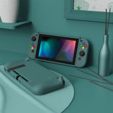 PlayVital Hunter Green Protective Case for NS Switch, Soft TPU Slim Case Cover for NS Switch Joy-Con Console with Colorful ABXY Direction Button Caps - NTU6036G2